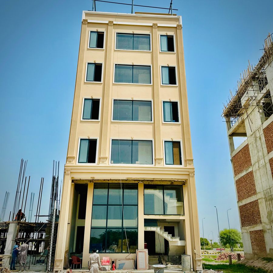 Completed building facade